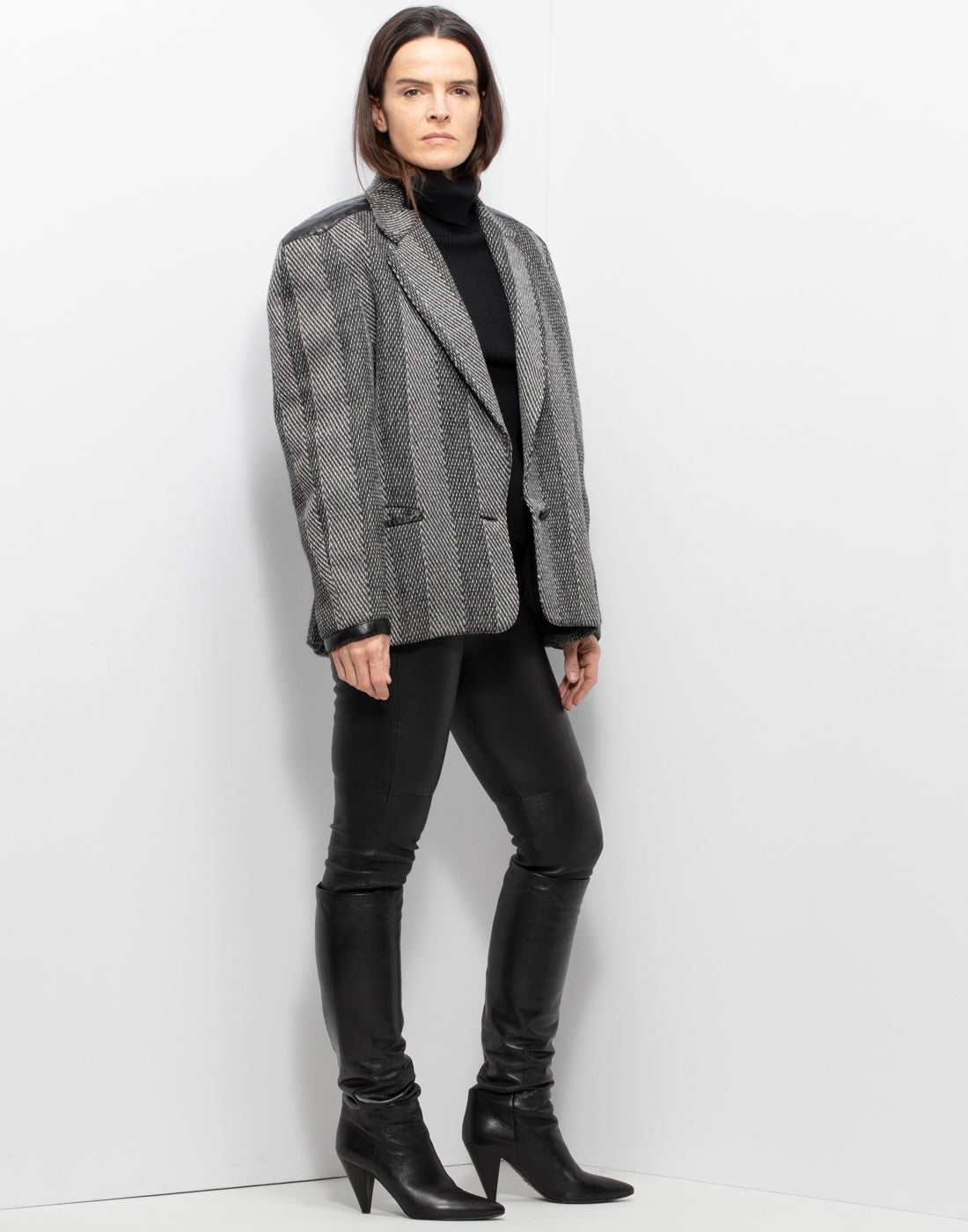 Genny Wide Shoulder Wool Blend Jacket