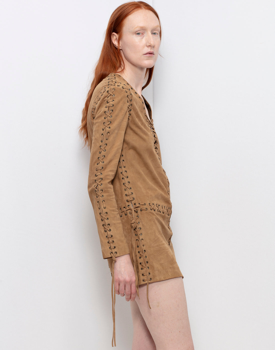 YSL mini brown leather suede tunic or dress